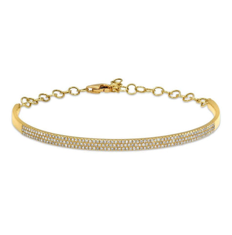 0.55 Ctw 14k Yellow Gold Diamond Pave Bangle Bracelet