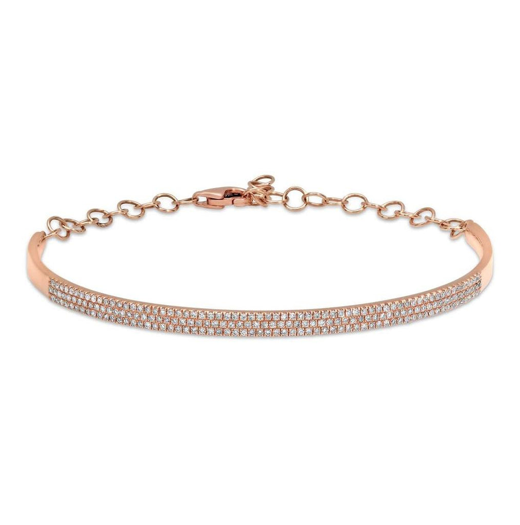 0.55 Ctw 14k Rose Gold Diamond Pave Bangle Bracelet