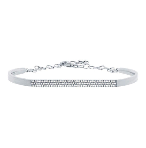 0.30 Ctw 14k White Gold Diamond Pave Bangle Bracelet