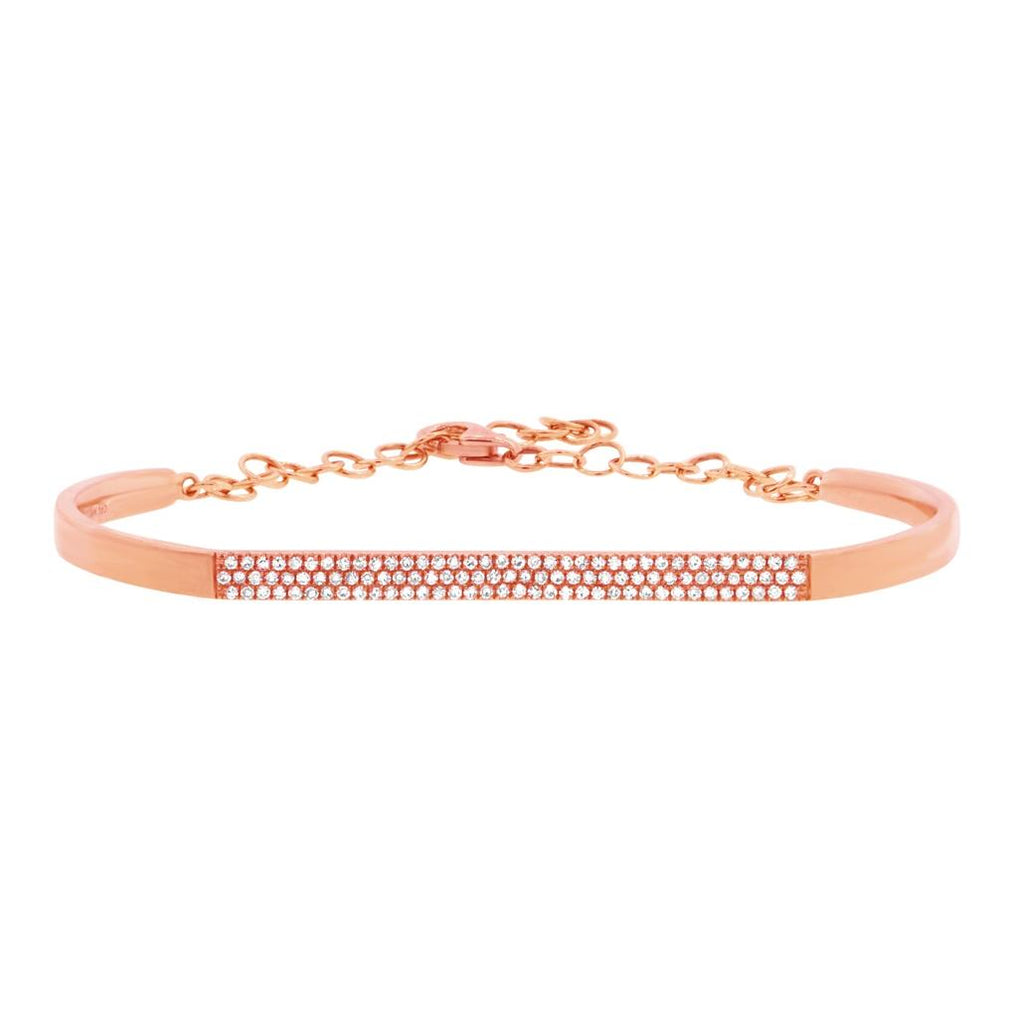 0.30 Ctw 14k Rose Gold Diamond Pave Bangle Bracelet