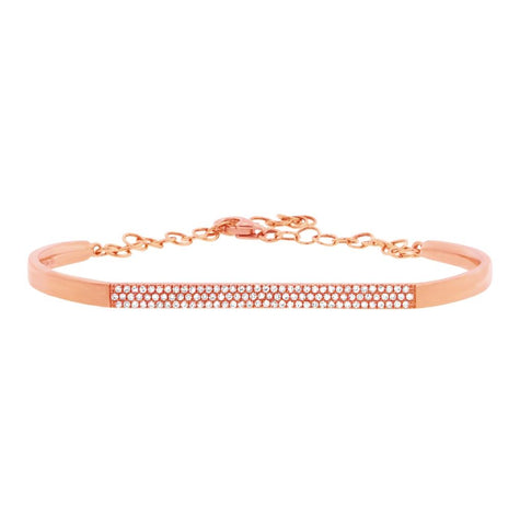 0.30 Ctw 14k Rose Gold Diamond Pave Bangle Bracelet