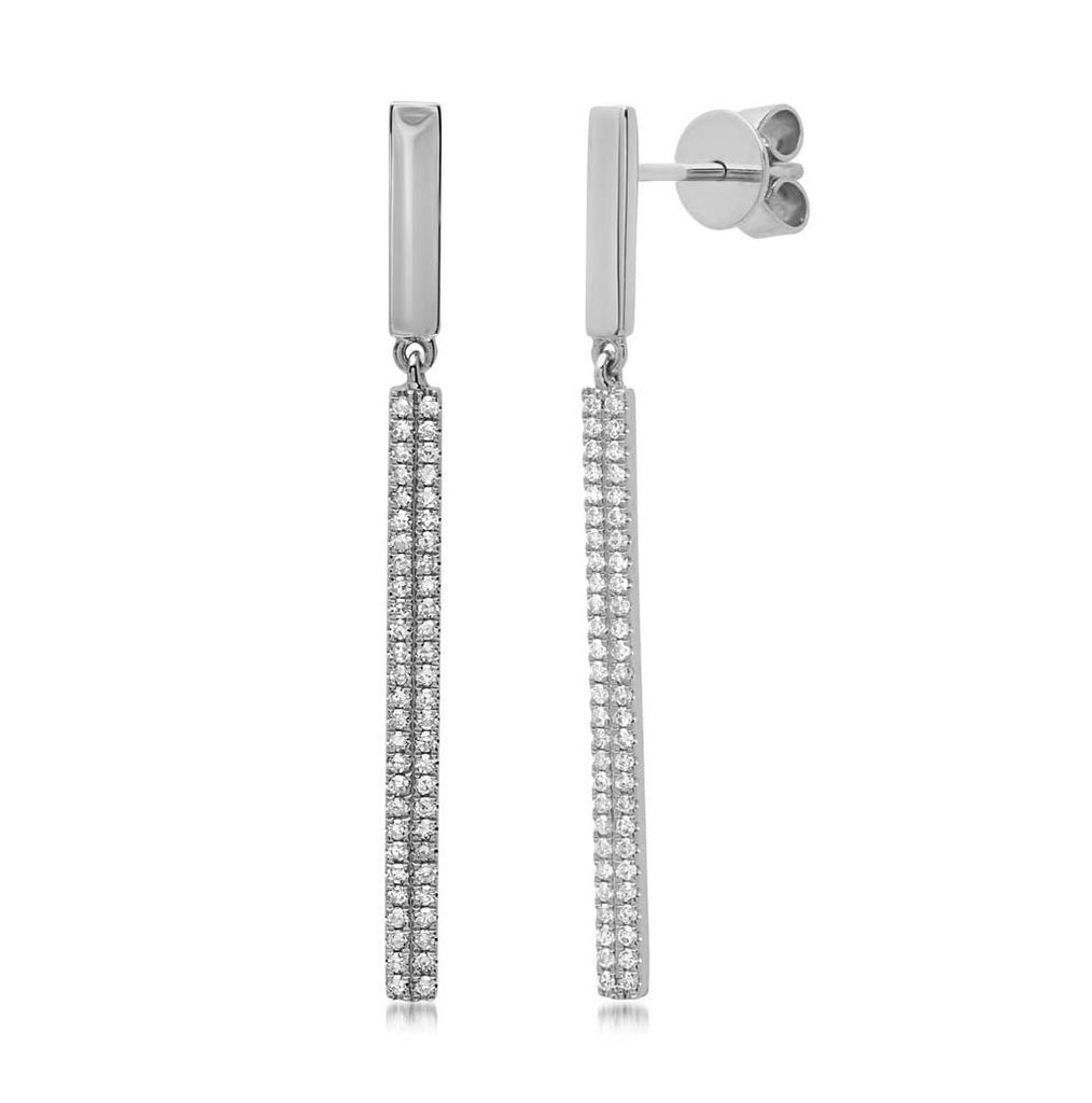 0.28 Ctw 14k White Gold Diamond Bar Earring