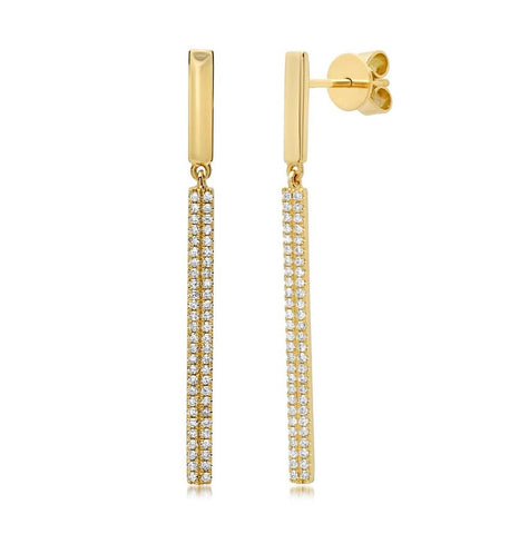 0.28 Ctw 14k Yellow Gold Diamond Bar Earring