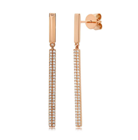 0.28 Ctw 14k Rose Gold Diamond Bar Earring