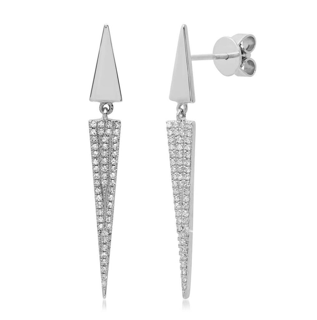 0.22 Ctw 14k White Gold Diamond Pave Triangle Earring