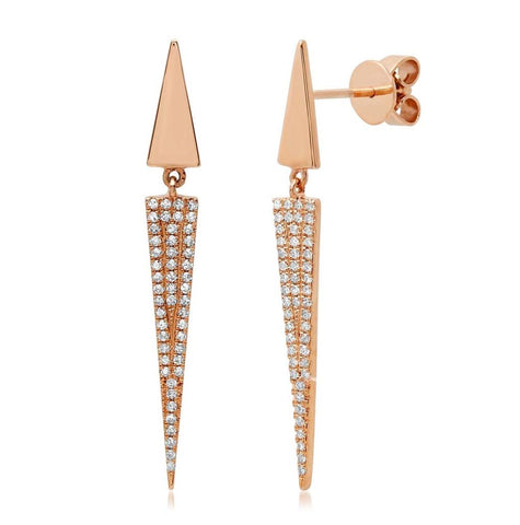 0.22 Ctw 14k Rose Gold Diamond Pave Triangle Earring