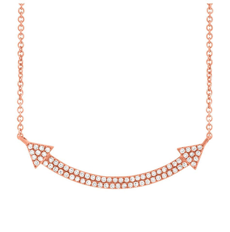 0.19 Ctw 14k Rose Gold Diamond Pave Necklace