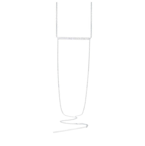 0.18 Ctw 14k White Gold Diamond Pave Lariat Necklace