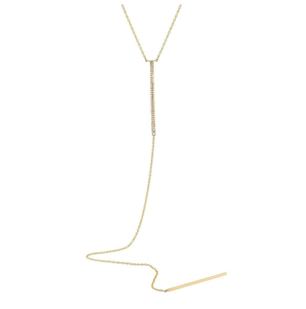 0.18 Ctw 14k Yellow Gold Diamond Pave Lariat Necklace