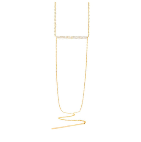 0.18 Ctw 14k Yellow Gold Diamond Pave Lariat Necklace