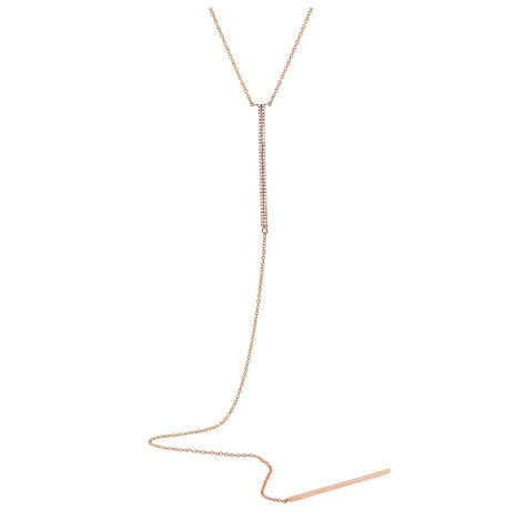 0.18 Ctw 14k Rose Gold Diamond Pave Lariat Necklace