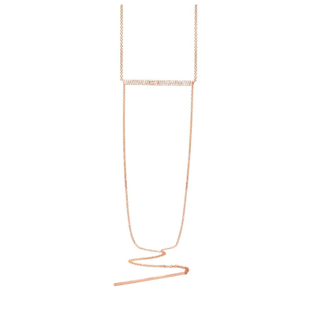 0.18 Ctw 14k Rose Gold Diamond Pave Lariat Necklace