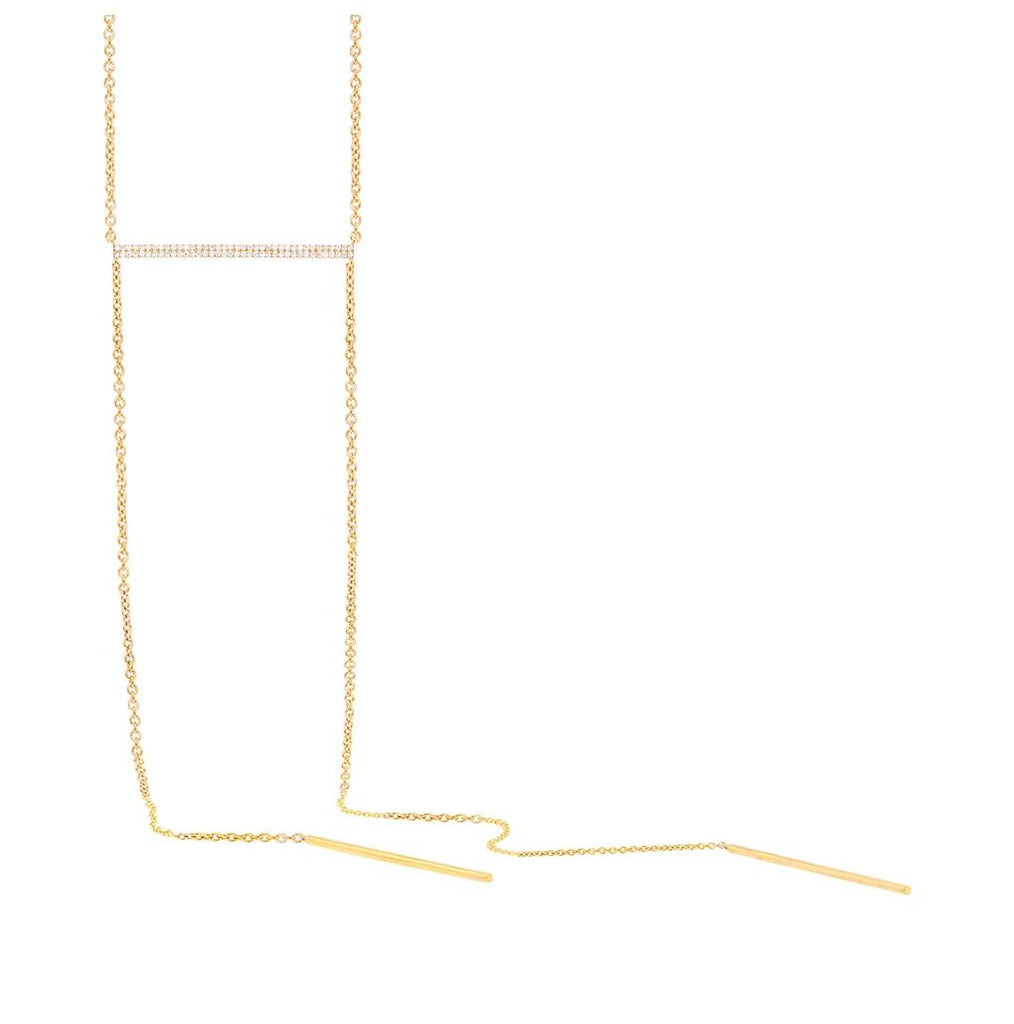 0.19 Ctw 14k Yellow Gold Diamond Pave Lariat Necklace