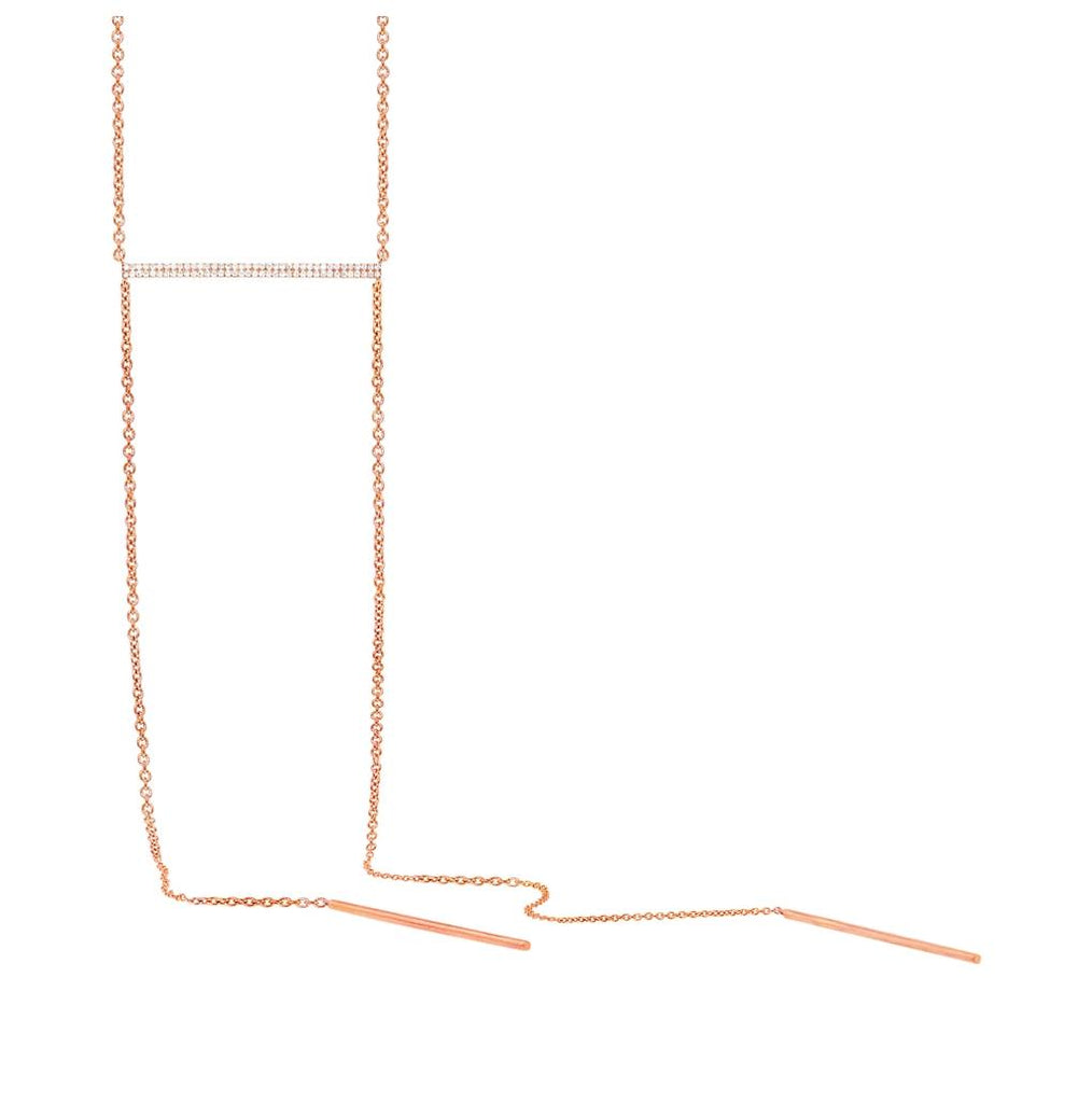 0.19 Ctw 14k Rose Gold Diamond Pave Lariat Necklace