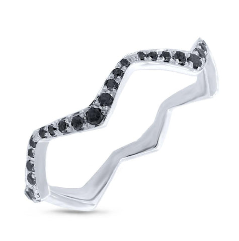 0.13 Ctw 14k White Gold Black Diamond Womens Ring