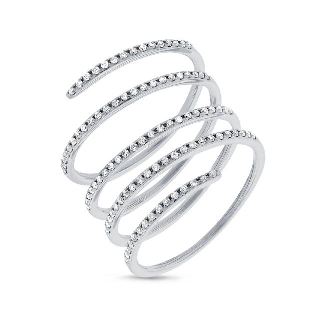 0.36 Ctw 14k White Gold Diamond Spiral Womens Ring