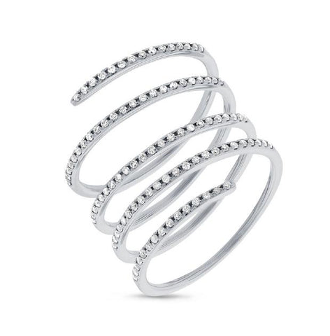 0.36 Ctw 14k White Gold Diamond Spiral Womens Ring