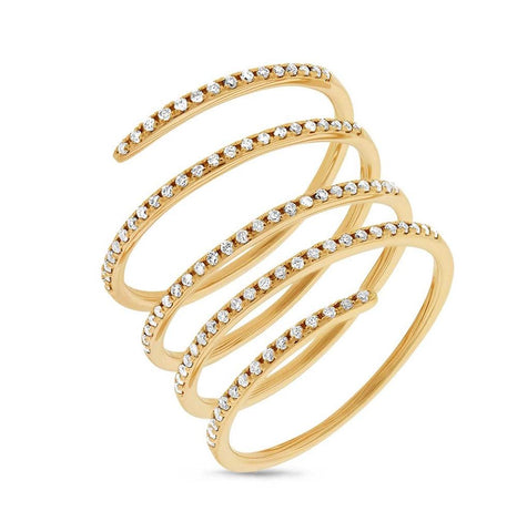 0.36 Ctw 14k Yellow Gold Diamond Spiral Womens Ring Size 7.5