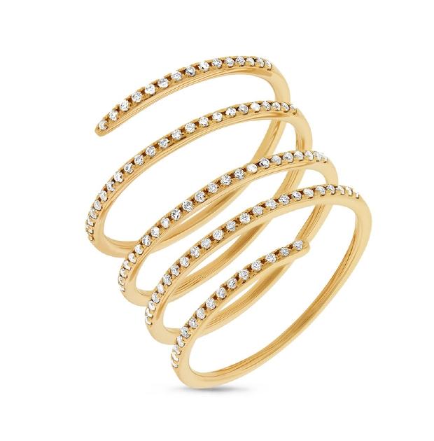 0.36 Ctw 14k Yellow Gold Diamond Spiral Womens Ring
