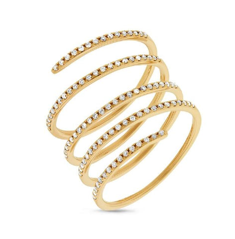 0.36 Ctw 14k Yellow Gold Diamond Spiral Womens Ring
