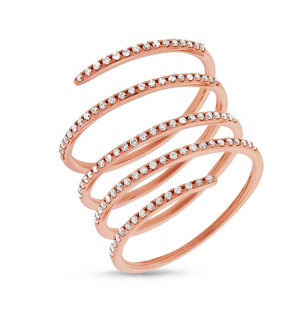 0.36 Ctw 14k Rose Gold Diamond Spiral Womens Ring
