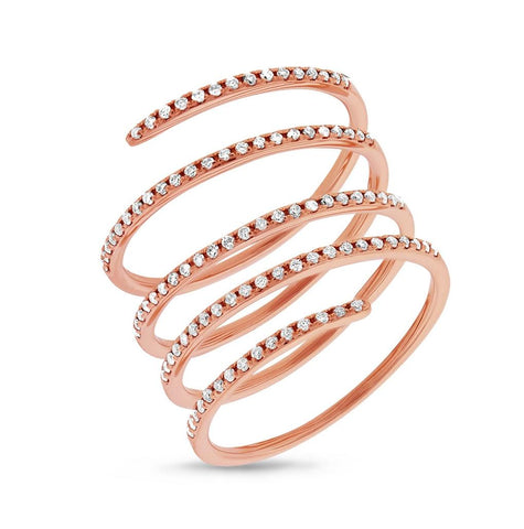 0.36 Ctw 14k Rose Gold Diamond Spiral Womens Ring
