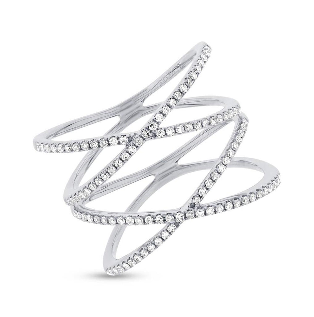 0.32 Ctw 14k White Gold Diamond Womens Ring Size 8