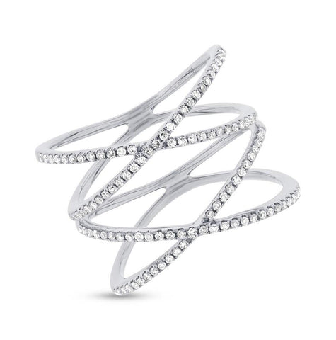 0.32 Ctw 14k White Gold Diamond Womens Ring Size 8