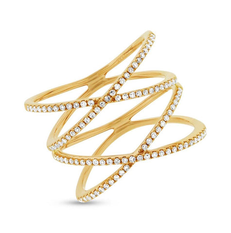 0.32 Ctw 14k Yellow Gold Diamond Womens Ring Size 8