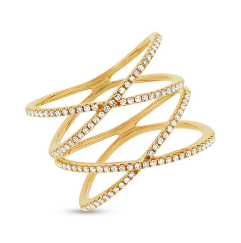 0.32 Ctw 14k Yellow Gold Diamond Womens Ring Size 9