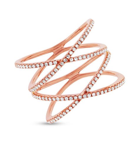0.32 Ctw 14k Rose Gold Diamond Womens Ring