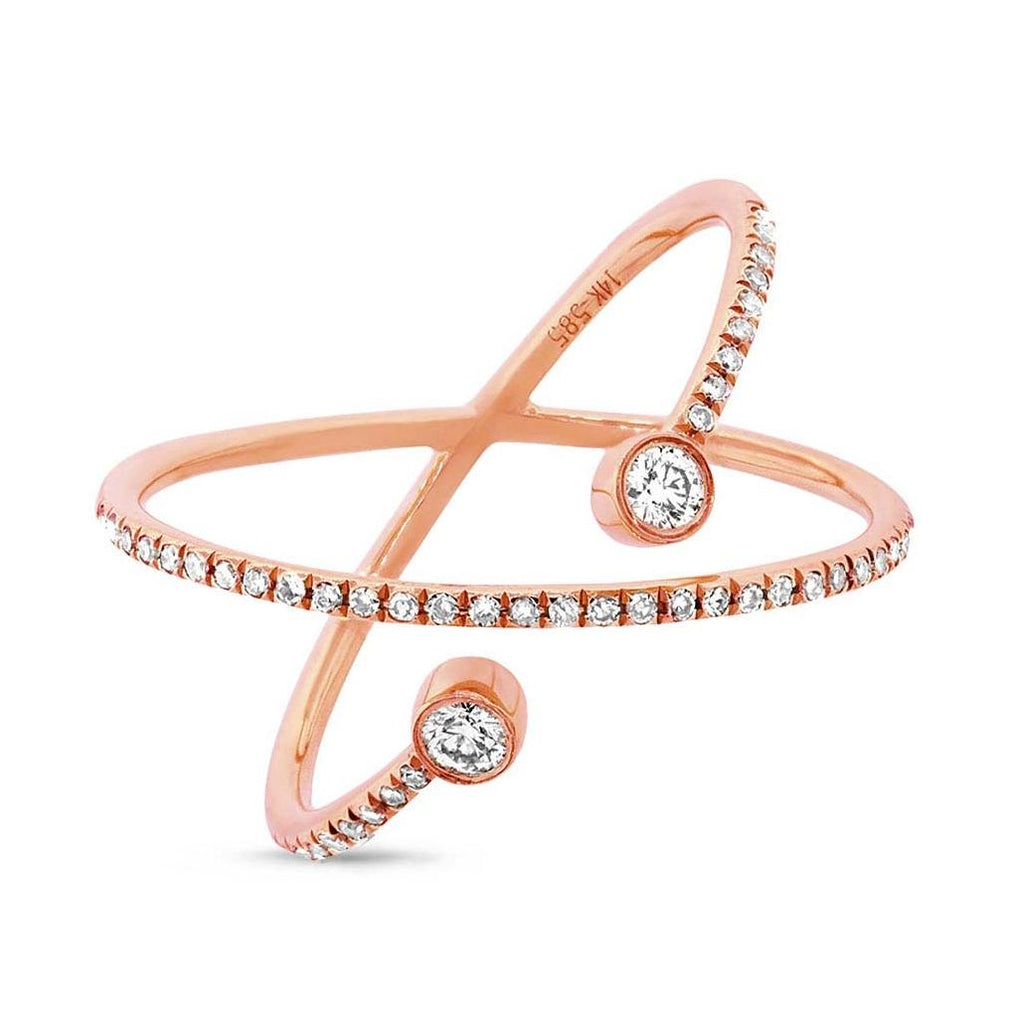 0.24 Ctw 14k Rose Gold Diamond Womens Ring Size 7.5