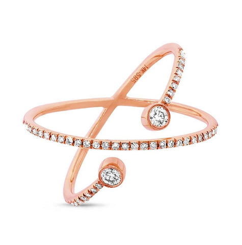 0.24 Ctw 14k Rose Gold Diamond Womens Ring Size 7.5