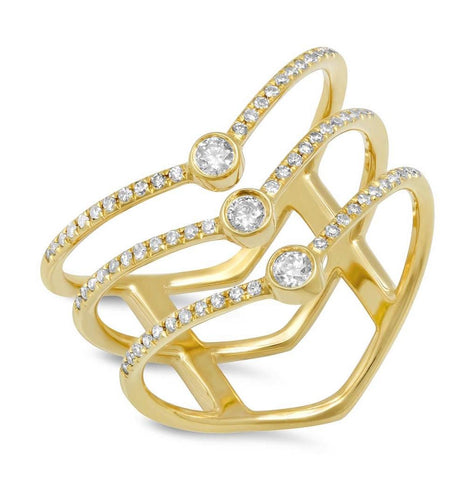 0.30 Ctw 14k Yellow Gold Diamond Womens Ring Size 6.5