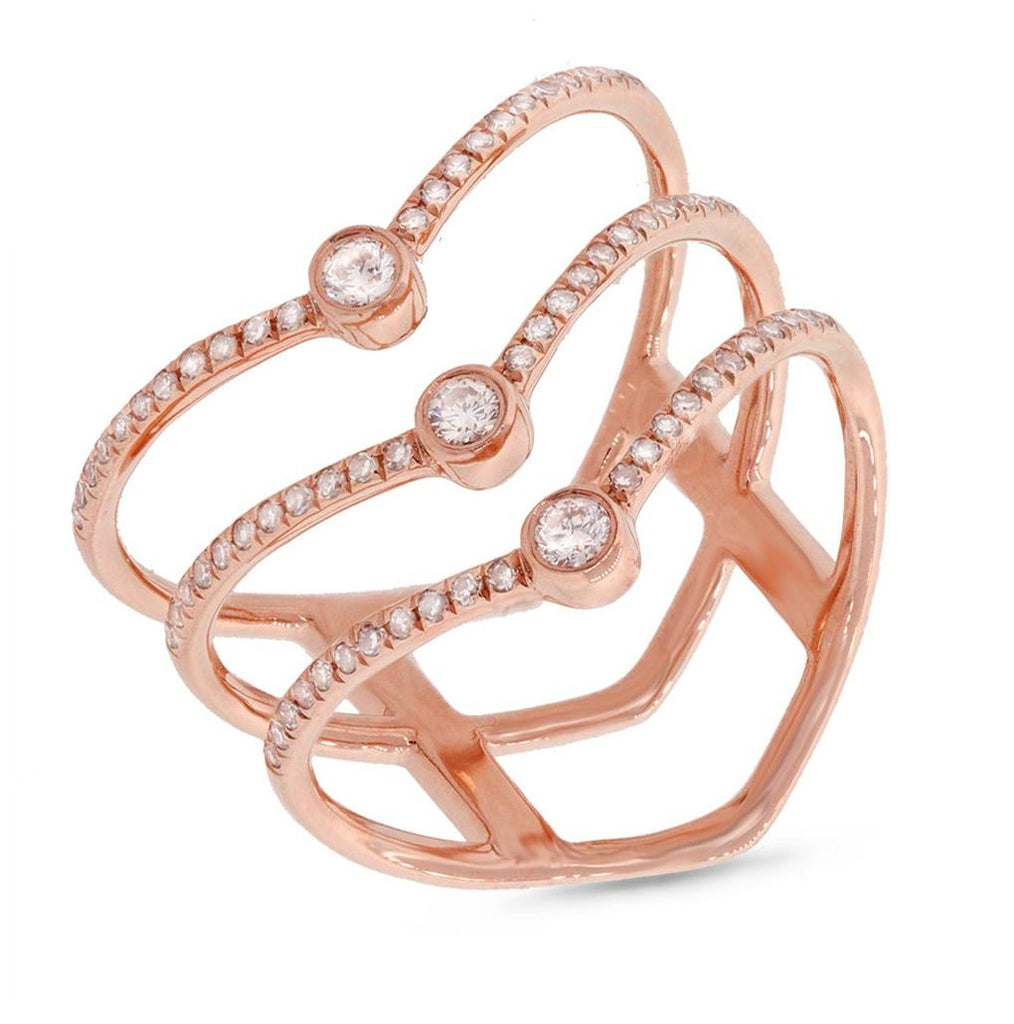 0.30 Ctw 14k Rose Gold Diamond Womens Ring Size 6