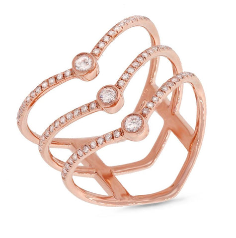 0.30 Ctw 14k Rose Gold Diamond Womens Ring Size 6