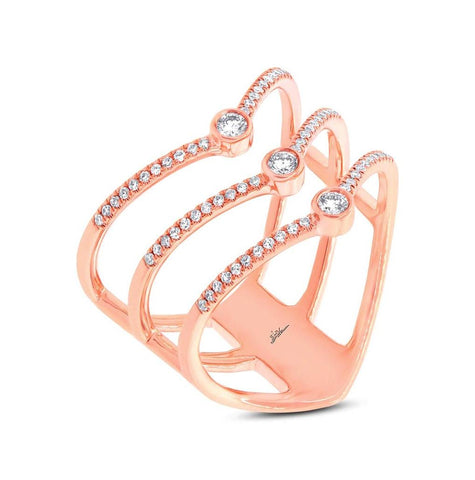 0.30 Ctw 14k Rose Gold Diamond Womens Ring Size 9.5