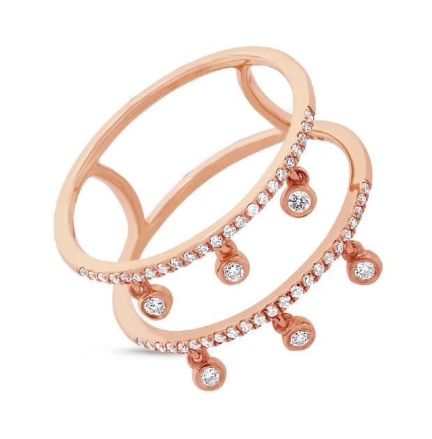 0.24 Ctw 14k Rose Gold Diamond Womens Ring Size 6