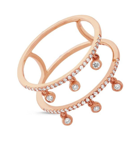 0.24 Ctw 14k Rose Gold Diamond Womens Ring Size 6