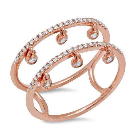 0.24 Ctw 14k Rose Gold Diamond Womens Ring