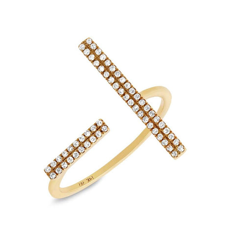 0.14 Ctw 14k Yellow Gold Diamond Bar Womens Ring