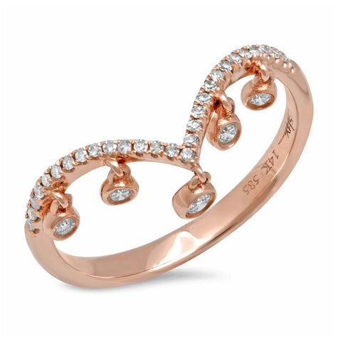 0.19 Ctw 14k Rose Gold Diamond Womens Ring