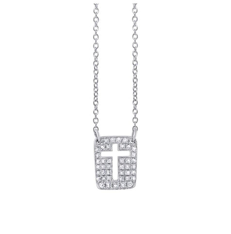 0.13 Ctw 14k White Gold Diamond Cross Necklace