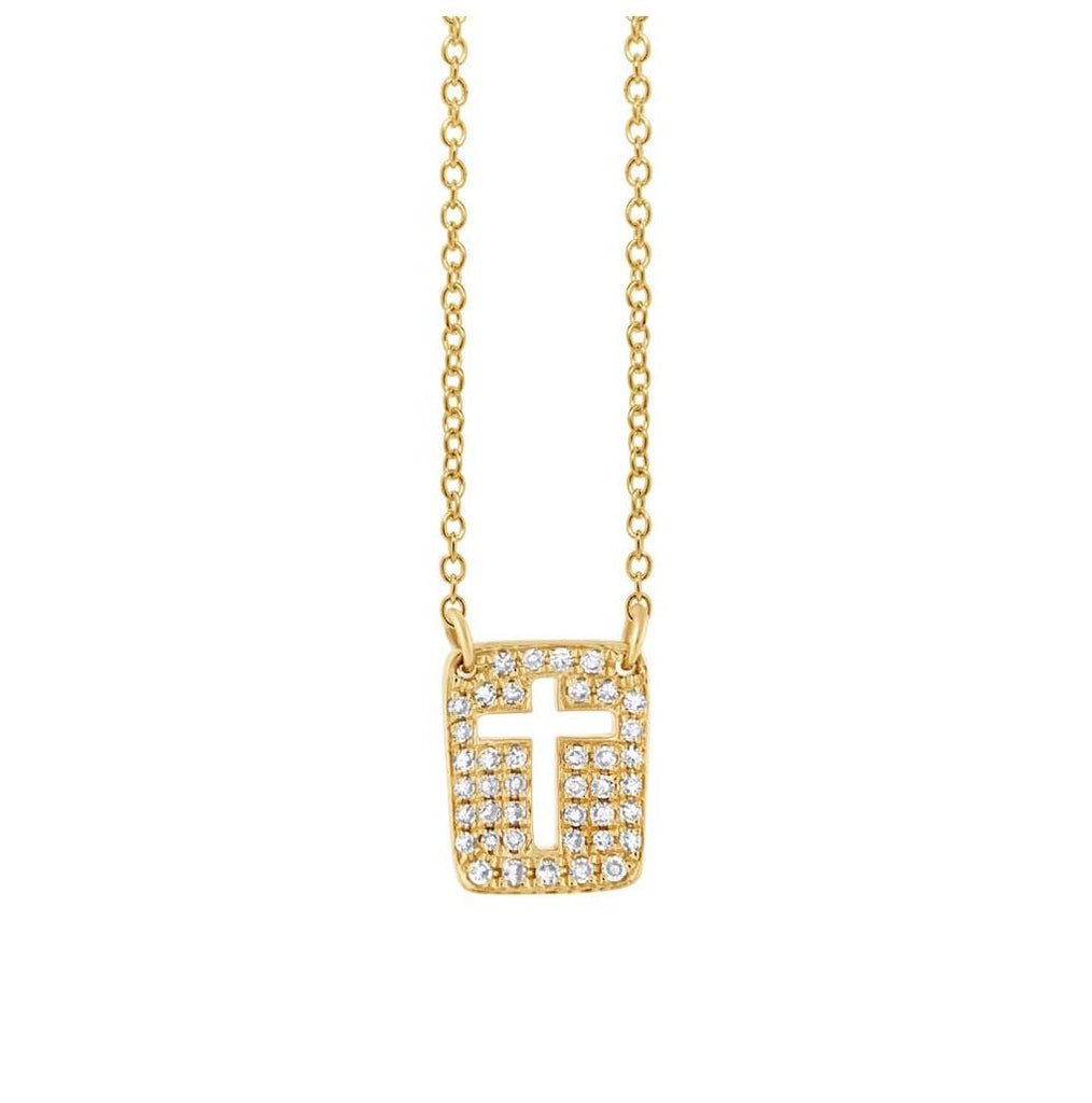 0.13 Ctw 14k Yellow Gold Diamond Cross Necklace