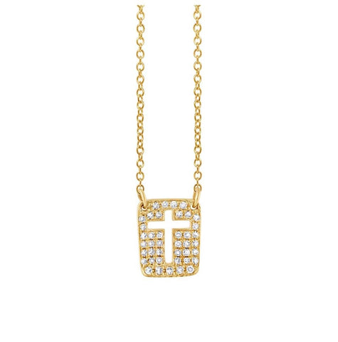 0.13 Ctw 14k Yellow Gold Diamond Cross Necklace