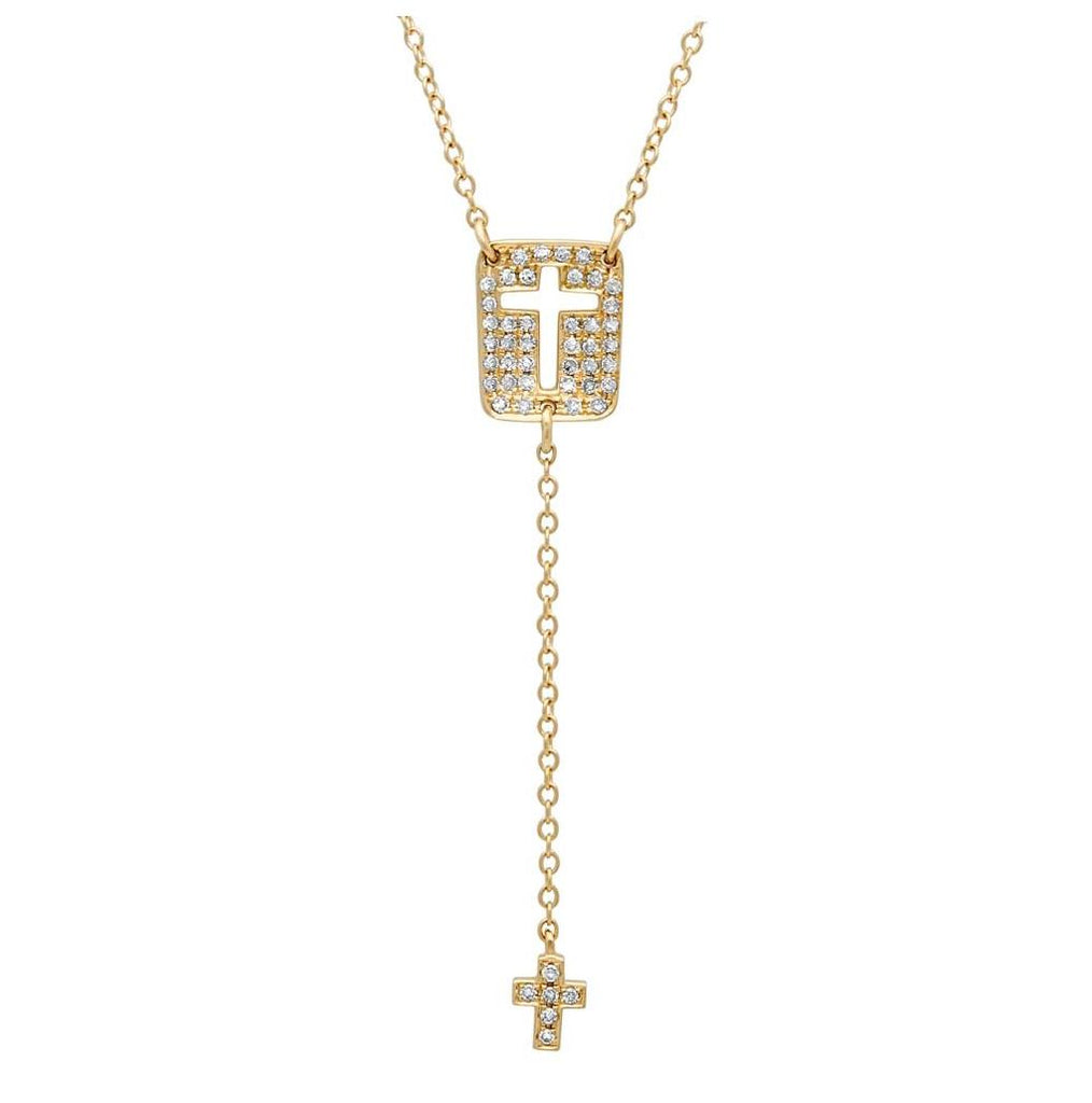 0.16 Ctw 14k Yellow Gold Diamond Cross Necklace