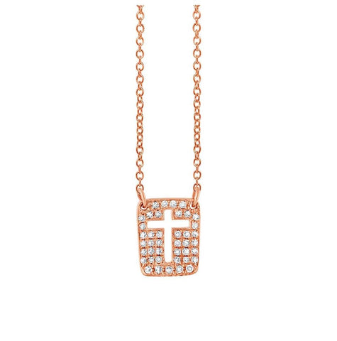 0.13 Ctw 14k Rose Gold Diamond Cross Necklace