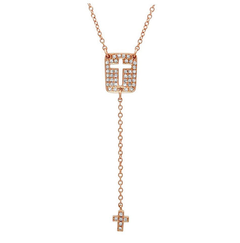 0.16 Ctw 14k Rose Gold Diamond Cross Necklace