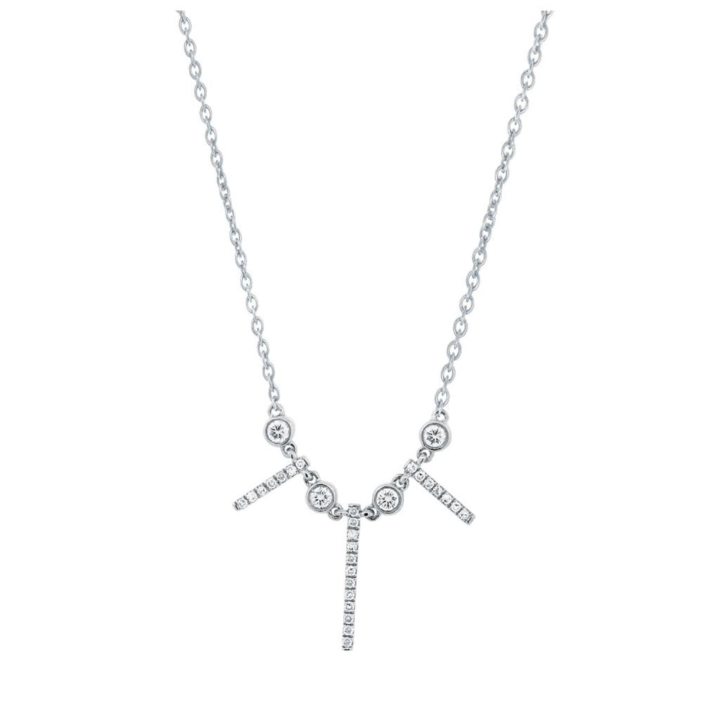 0.22 Ctw 14k White Gold Diamond Necklace