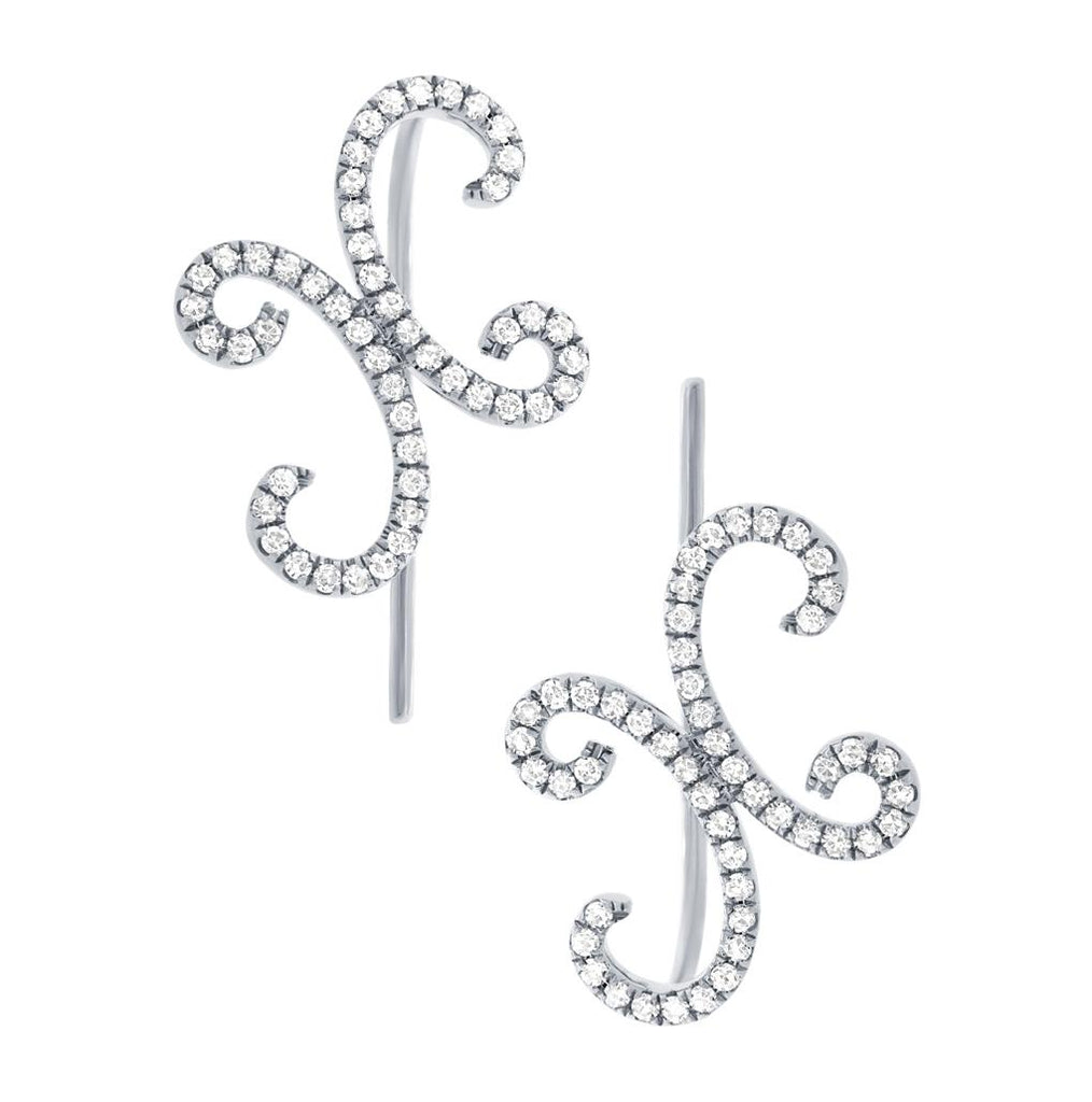 0.31 Ctw 14k White Gold Diamond Ear Crawler Earring